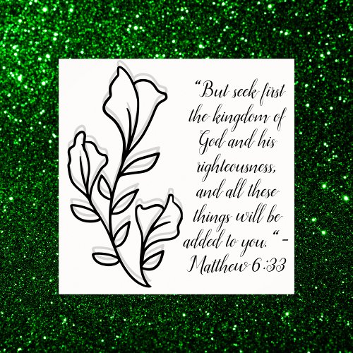 Simple Botanical Black and White Bible Verse  Poster