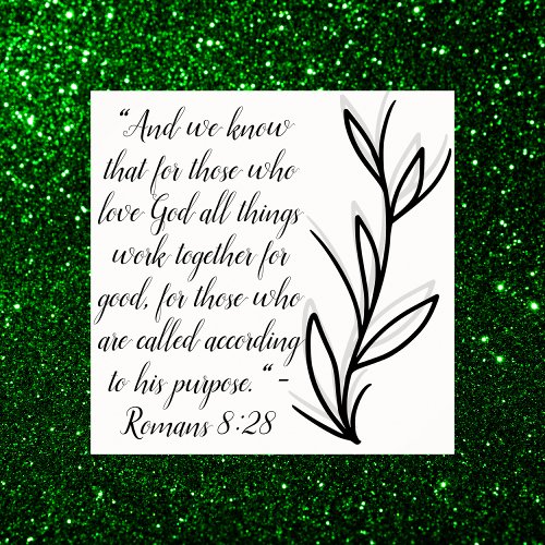 Simple Botanical Black and White Bible Verse  Poster