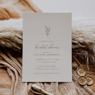 Simple Botanical Burnt Orange Bridal Shower Invita Invitation