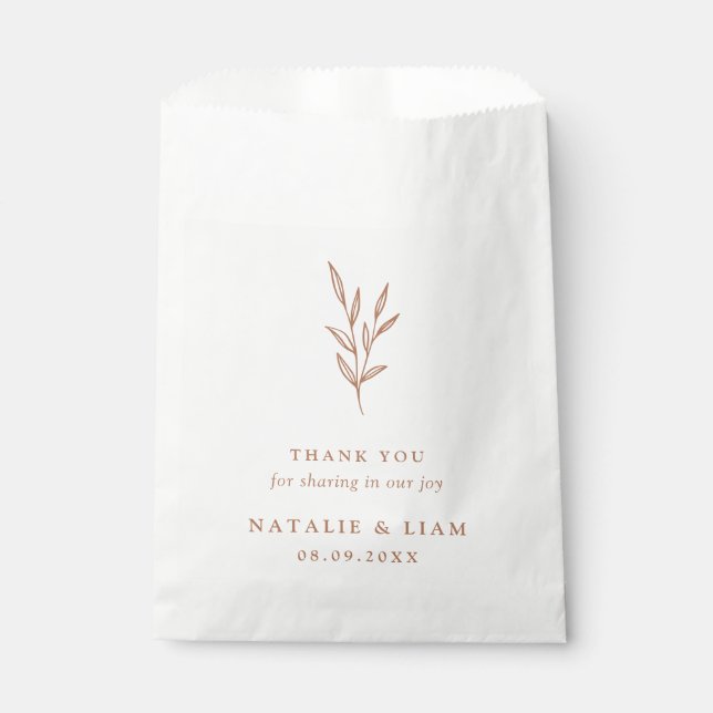 Simple Botanical Burnt Orange Wedding Favor Bag (Front)