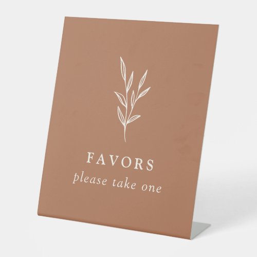 Simple Botanical Burnt Orange Wedding Favors Sign