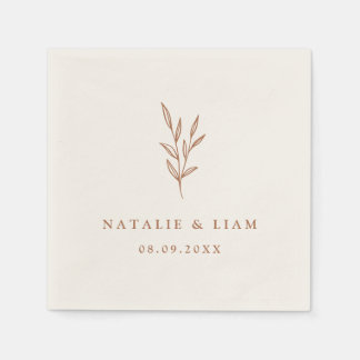 Simple Botanical Burnt Orange Wedding Napkins