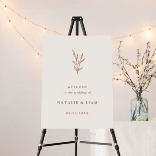 Simple Botanical Burnt Orange Wedding Welcome Sign