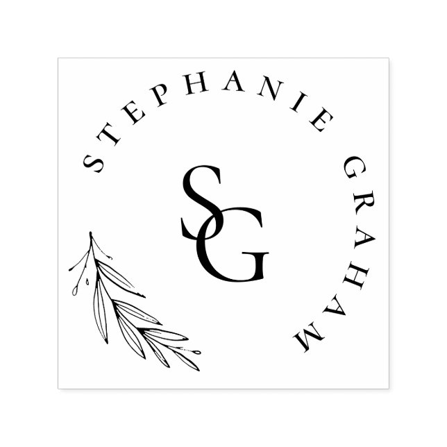Simple Botanical Business Logo | Monogram Initials Self-inking Stamp (Design)