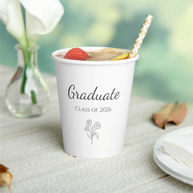 Simple Botanical Class of 2026 Graduation Party Paper Cups (Insitu)