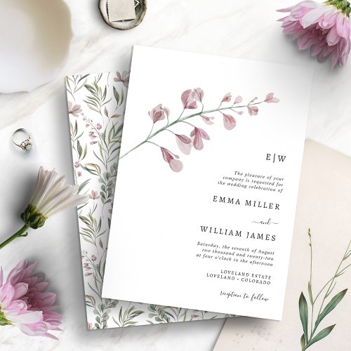 Simple Botanical Elegant Wedding Invitation