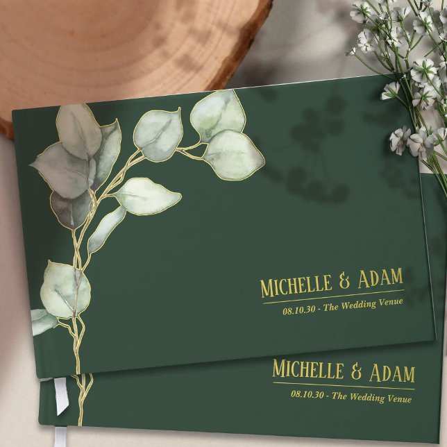 Simple Botanical Eucalyptus Wedding Gold Foil Guest Book (Simple Botanical Eucalyptus Wedding Gold Foil Guest Book)