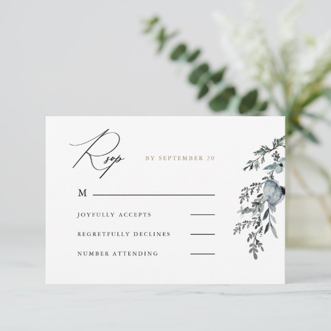 Simple Botanical Foliage Wedding Rsvp (Standing Front)