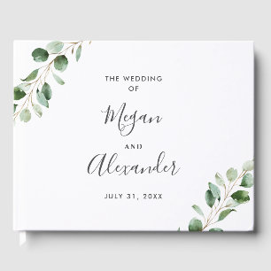 Simple Botanical Greenery Wedding Guest Book
