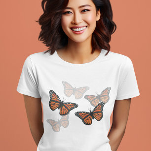 Simple Botanical Monarch Butterflies T-Shirt