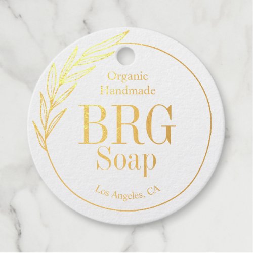 Simple Botanical Monogram Organic Handmade Soap Foil Favor Tags