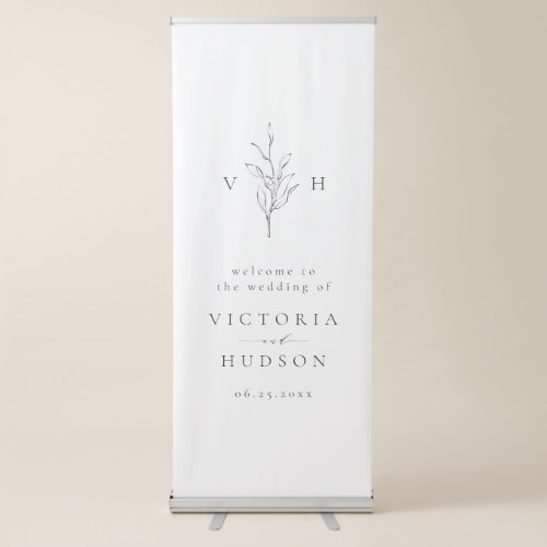  Simple botanical monogram rustic wedding welcome Retractable Banner