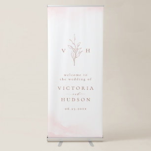  Simple botanical monogram rustic wedding welcome Retractable Banner