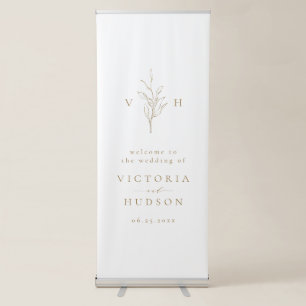 Simple botanical monogram rustic wedding welcome Retractable Banner