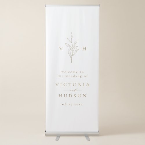  Simple botanical monogram rustic wedding welcome Retractable Banner