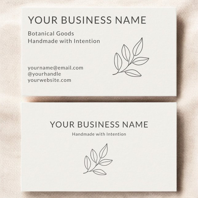  Simple Botanical Neutral Minimalist Small Business Card (Creator Uploaded)