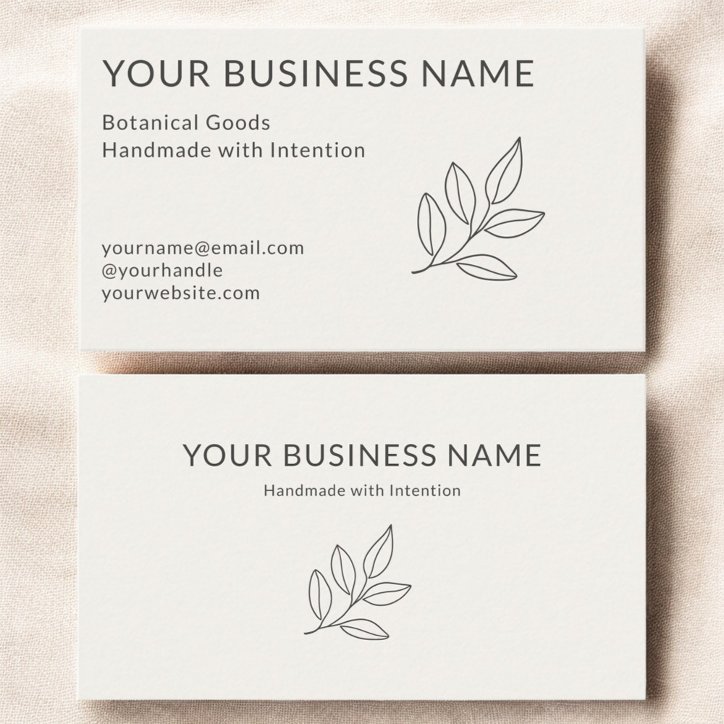 Simple Botanical Neutral Minimalist Small Business Card