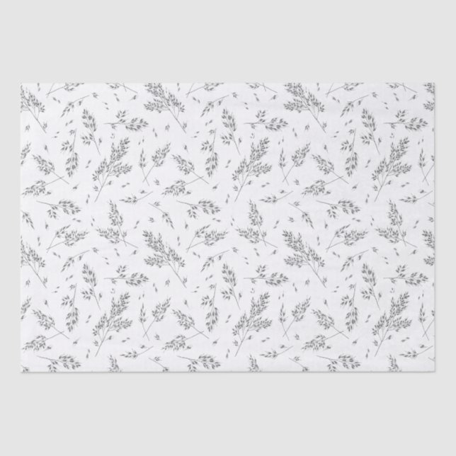 Simple Botanical Pattern Elegant Boho Grass Tissue Paper (Front)