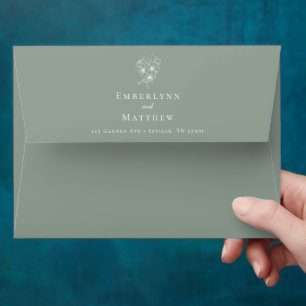 Simple Botanical Return Address Sage Green Wedding Envelope