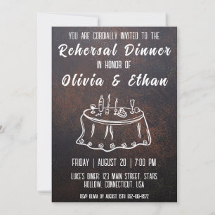 simple botanical rustic rehearsal dinner invitation