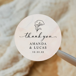 Simple Botanical Rustic Wedding Classic Round Sticker