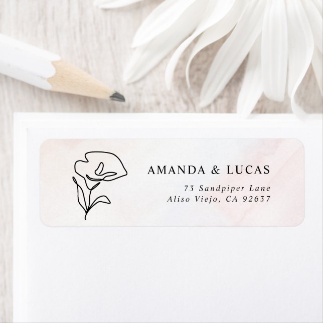 Simple Botanical Rustic Wedding Return Address Label (Insitu)