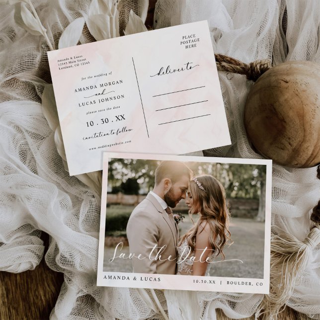 Simple Botanical Rustic Wedding Save The Date  Invitation Postcard (Creator Uploaded)