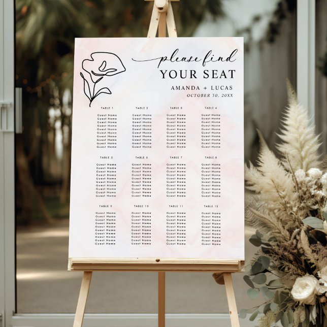 Simple Botanical Rustic Wedding Seating Chart  Foam Board (Creator Uploaded)