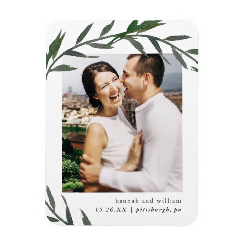 Simple Botanical Save the Date Wedding Photo Magnet