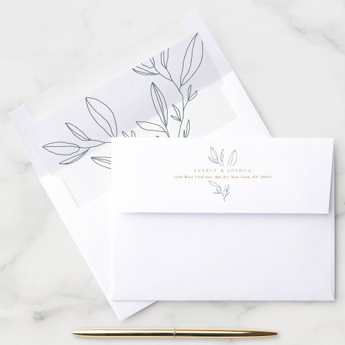 Simple Botanical Stem Return Address Envelope