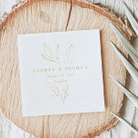 Simple Botanical Stem Wedding Monogram Foil Napkins<br><div class="desc">Elegant gold foil wedding napkins featuring a hand-drawn simple botanical stem framing your wedding details. Original artwork and design by Annie Montgomery Design.</div>