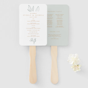 Simple Botanical Stem Wedding Program Hand Fan