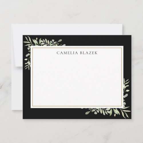 Simple Botanical Watercolor Greenery Note Card