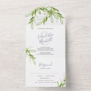 Simple Botanical Wedding All In One Invitation