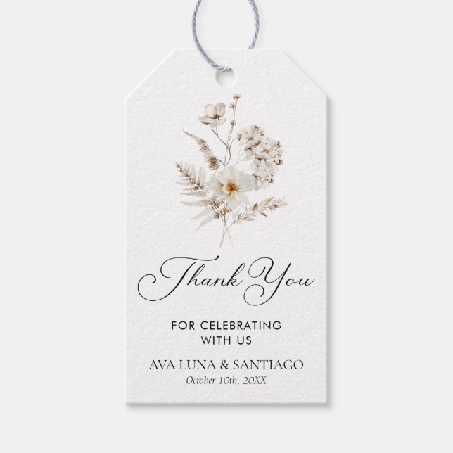 Simple Botanical Wedding Favor Tags (Front)