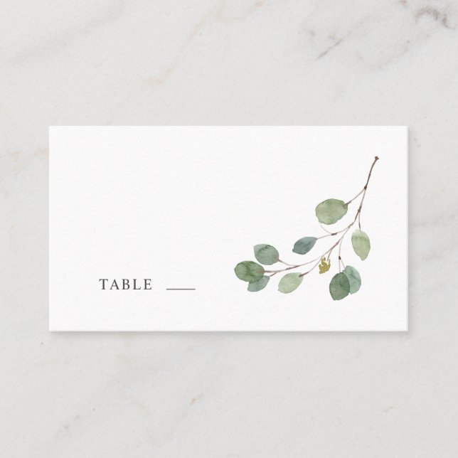 Simple Botanical Wedding Place Card Escort Card (Front)