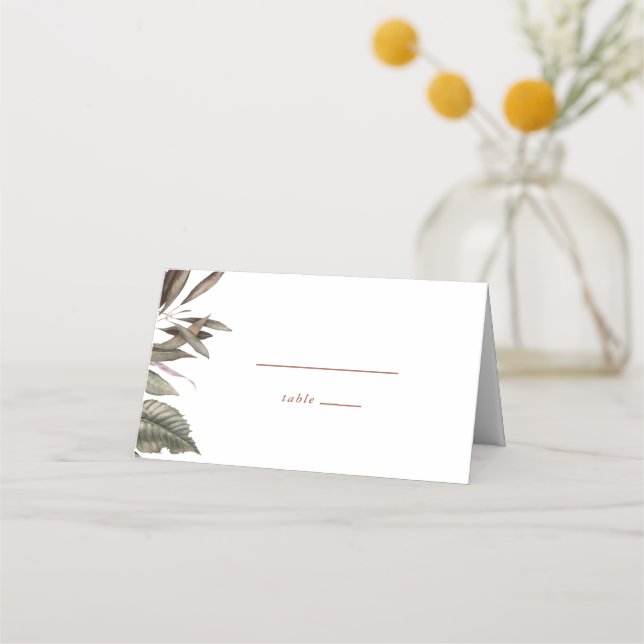 Simple Botanical Wedding Table Number Place Card (Back)