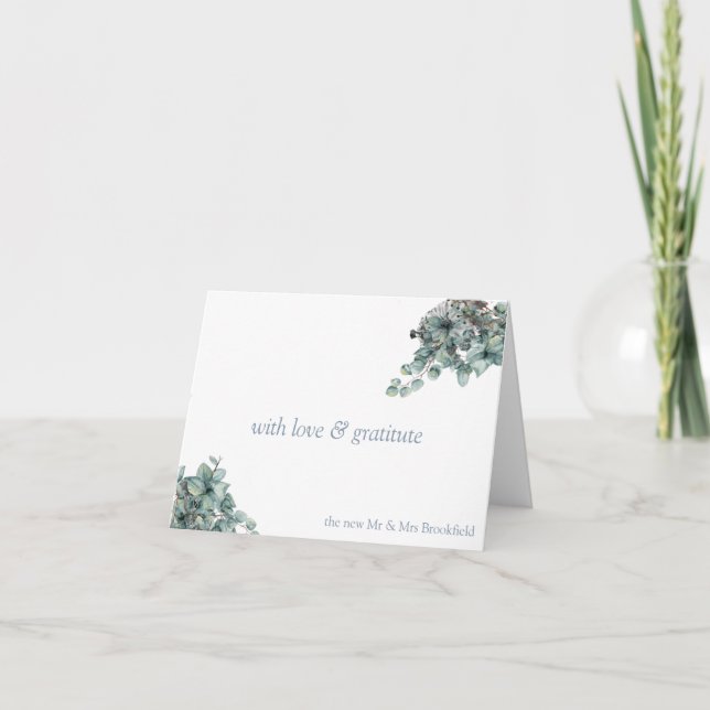 Simple Botanical Wedding Thank You New Mr Mrs Card (Front)