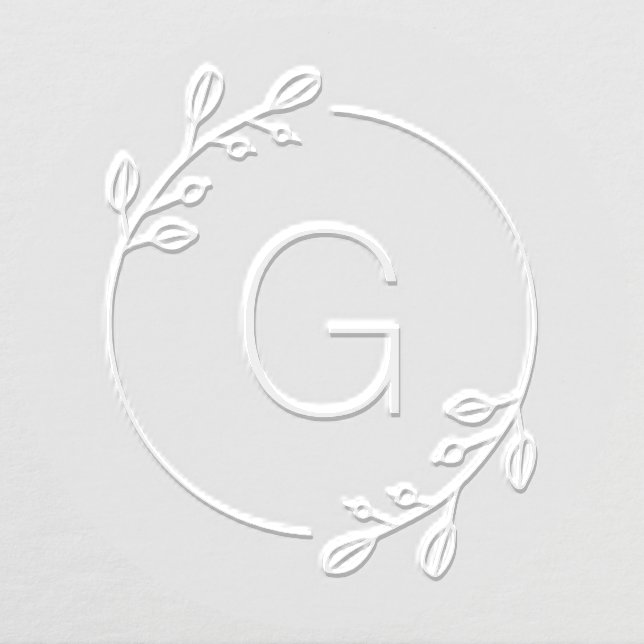 Simple Botanical Wreath Custom Monogram Embosser (Design)