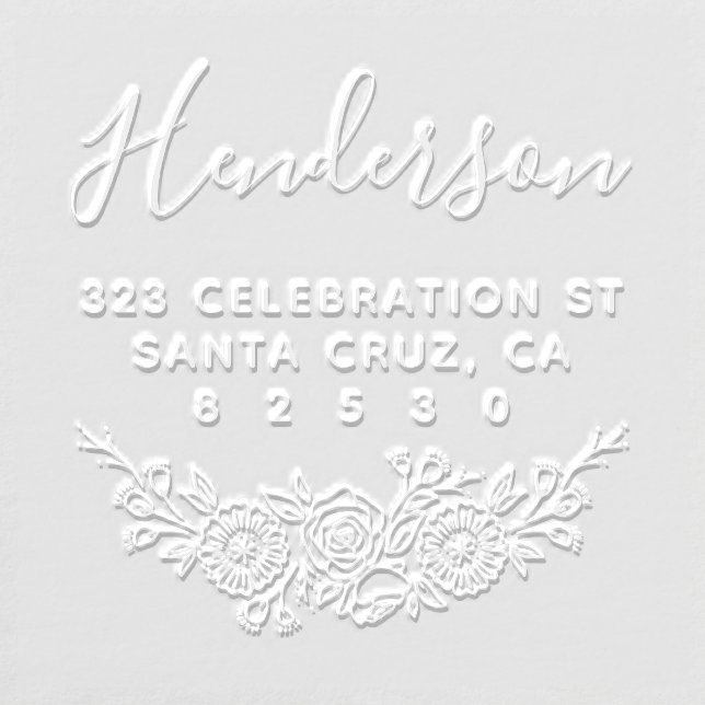 Simple Botanical Wreath Name Script Return Address Embosser (Design)
