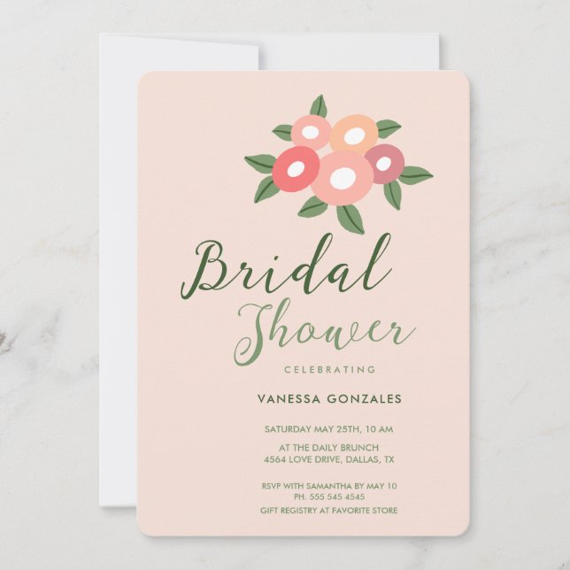 Simple Bouquet Modern Bridal Shower Invitation (Front)