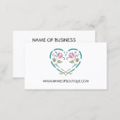 Simple Boutique Elegant Chalkboard Floral Heart Business Card (Front/Back)