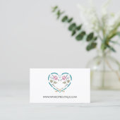 Simple Boutique Elegant Chalkboard Floral Heart Business Card (Standing Front)