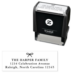 Simple Bow Christmas Holiday Card Return Address  Self-inking Stamp