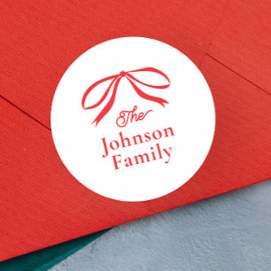 Simple Bow Christmas Holiday  Classic Round Sticker