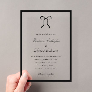 Simple Bow Classic Wedding Acrylic Invitations