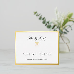 Simple Bow Classic Wedding Foil RSVP Card