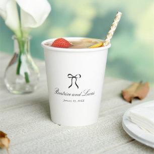 Simple Bow Classic Wedding Paper Cups