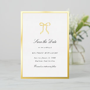 Simple Bow Classic Wedding Save the Date Foil Invitation