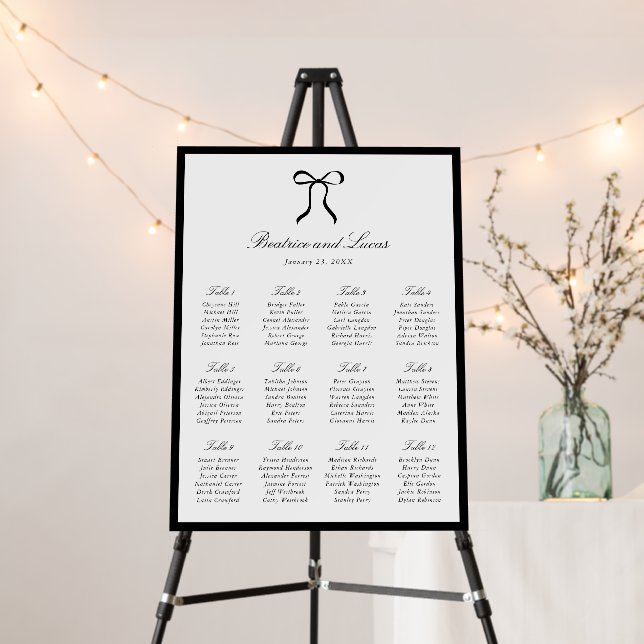 Simple Bow Classic Wedding Seating Chart Foam Board (In Situ (Stand))